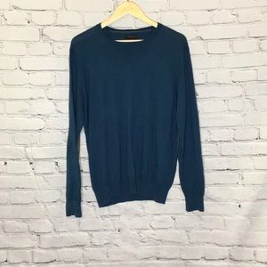 Gutteridge Teal Crewneck Sweater Black Label Cotton Silk Cashmere Large